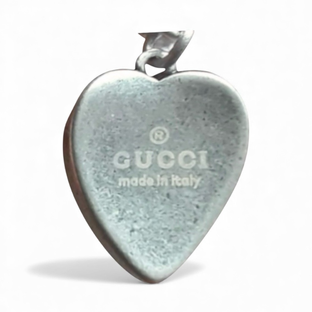 💕VINTAGE GUCCI 2-Piece Interlocking Gs & Bright Blue Heart Silver-Tone Hardware - Picture 9 of 13